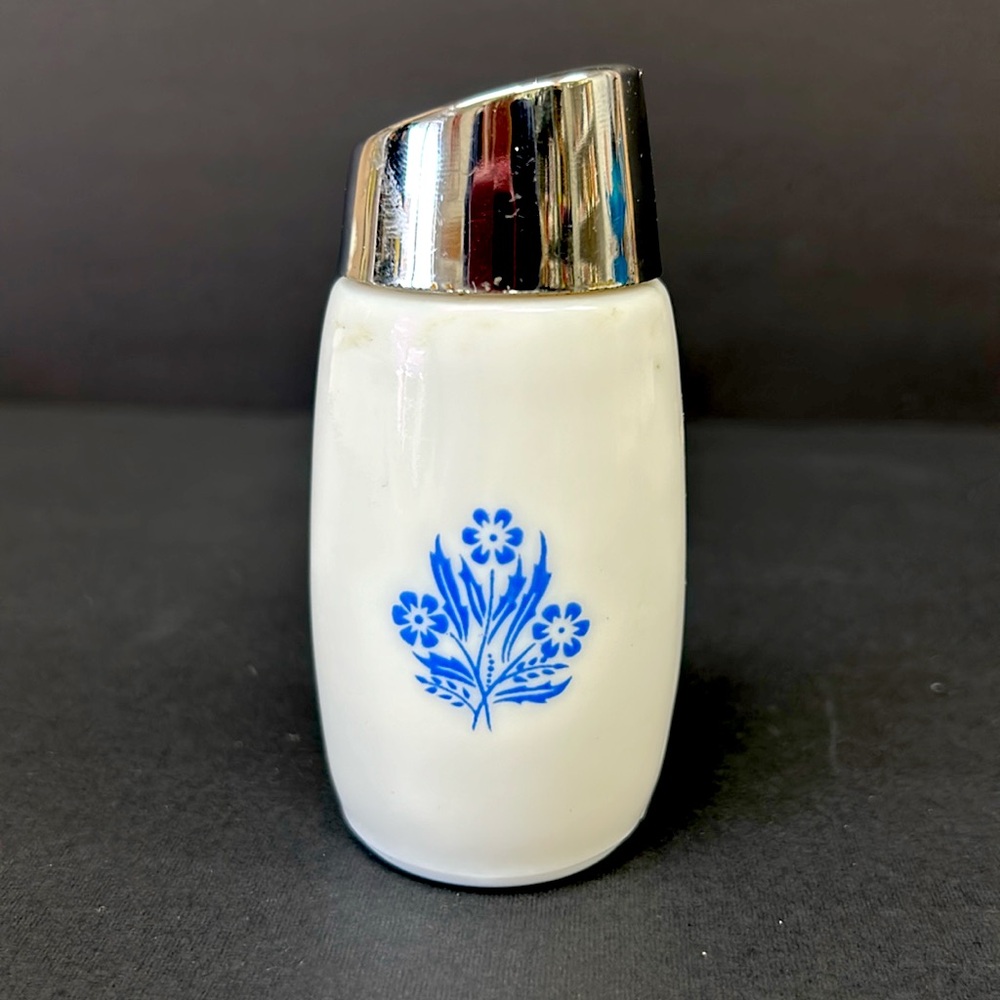 Vintage Dominion Milk Glass Co “Cornflower Blue” milk glass pepper shaker